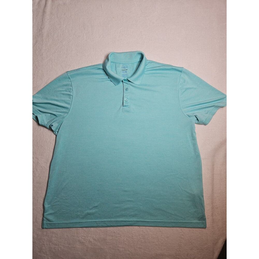 Haggar Cool 18 Tec Polo Shirt Mens Size XL Pastel Mint Green Short Sleeve